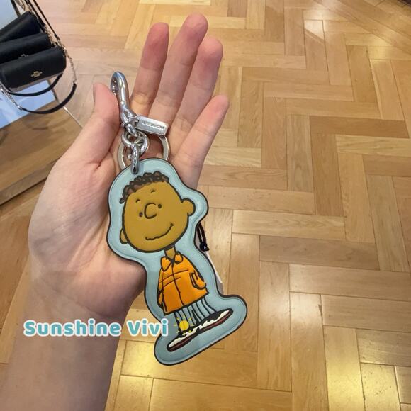 NWT Coach X Peanuts Franklin Bag Charm Sv/Light Blue Multi CBG55 - Picture 5 of 8